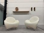2 Nieuw Leolux Papageno Fauteuils leer wit design stoel, Huis en Inrichting, Fauteuils, Leolux, Nieuw, Ophalen of Verzenden, Leer
