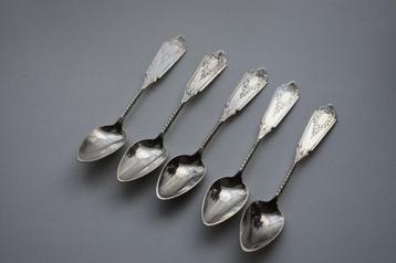Zilver zilveren lepeltjes gekeurd art nouveau 5x lepeltje beschikbaar voor biedingen