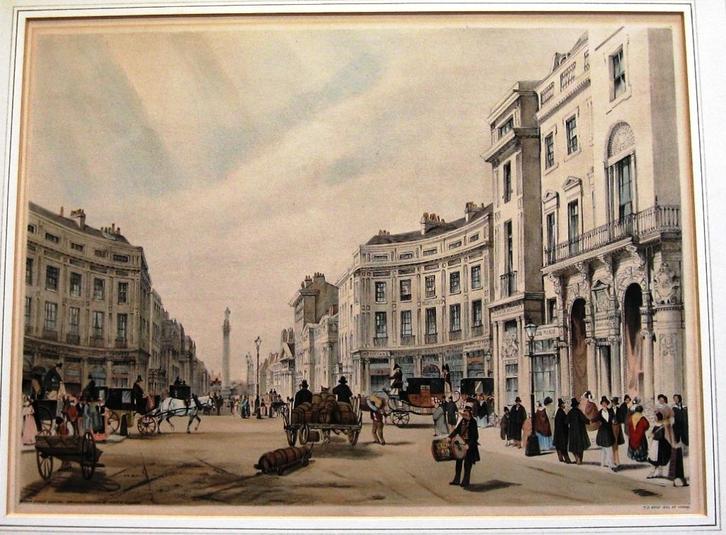 Lithografie TS Boys Regent Street 1842 Handgekleurd, Antiek en Kunst, Kunst | Litho's en Zeefdrukken, Ophalen of Verzenden