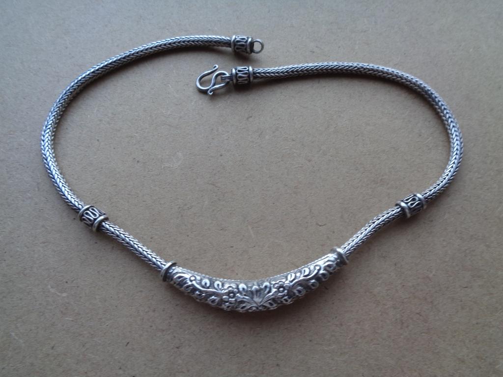 zilveren Bali ketting met mooie vaste hanger [029], Sieraden, Tassen en Uiterlijk, Kettingen, Met hanger, Verzenden, Zo goed als nieuw