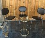 Vintage stoelen 3 stuks zwart retro skai buisframe Soudeurop, Ophalen