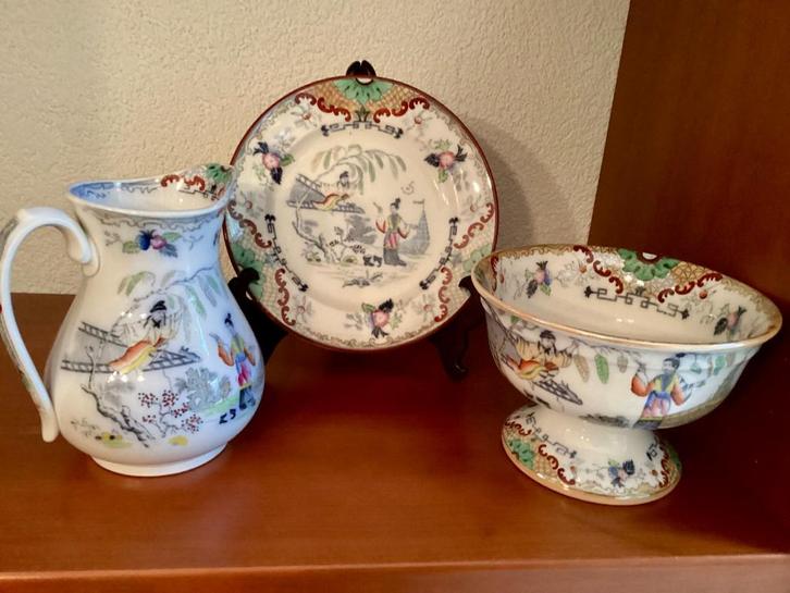 Speciale set (3x) "Chinees" Timor porselein Petrus Regout, Antiek en Kunst, Antiek | Porselein, Ophalen of Verzenden