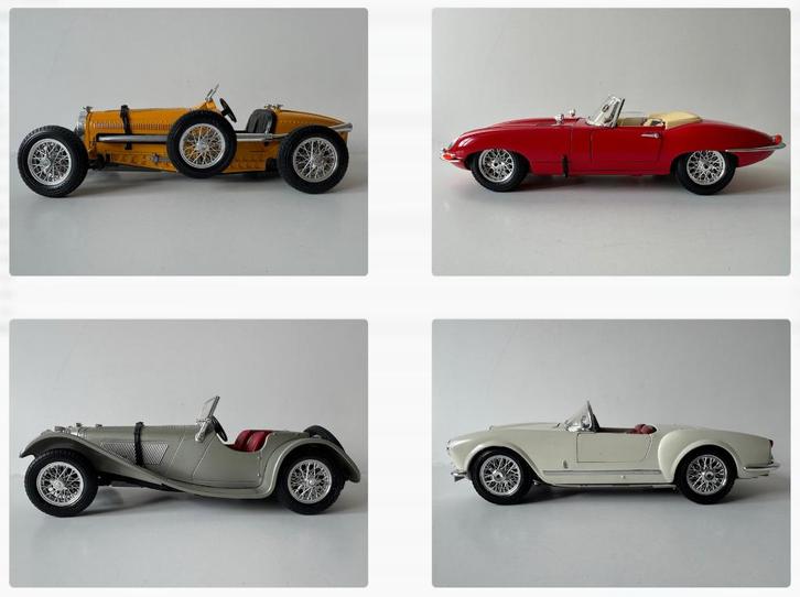 Bburago: Bugatti, Jaguar SS100 en E-type, Lancia Aurelia, Hobby en Vrije tijd, Modelauto's | 1:18, Zo goed als nieuw, Auto, Bburago