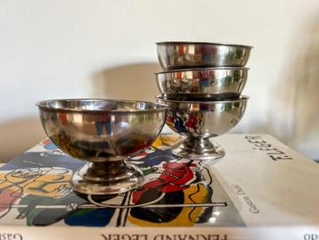 4x Vintage rvs ijscoupe zilver beschikbaar voor biedingen