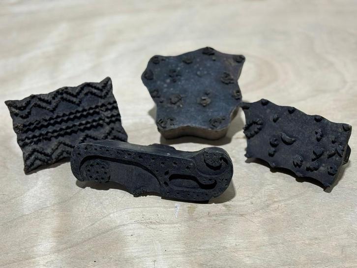 Set antieke houten textielstempels – block printing, Antiek en Kunst, Antiek | Woonaccessoires, Ophalen of Verzenden