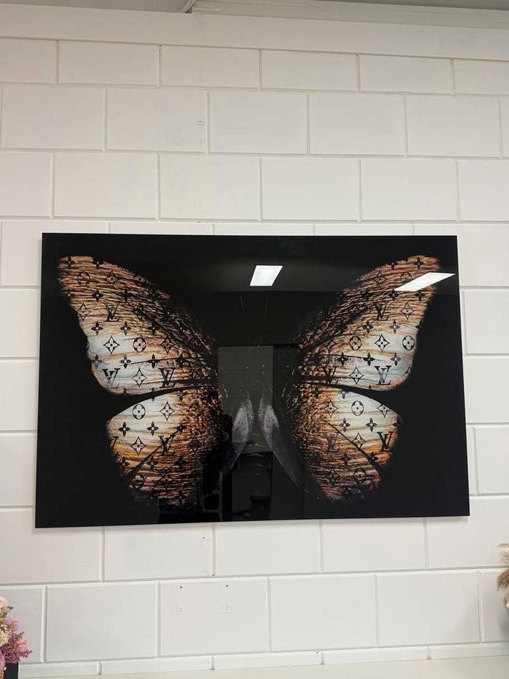 Prachtige LV vlinder schilderij, Antiek en Kunst, Kunst | Schilderijen | Modern, Ophalen of Verzenden