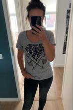 T-shirt top, Sensation, maat L maar valt als M, grijs print, Ophalen of Verzenden, Zo goed als nieuw, Maat 38/40 (M), Grijs