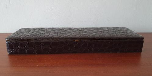 opbergdoos doos bruin nep leer 32 x,5 x 10 x 3,5 cm. vintage, Verzamelen, Retro, Huis en Inrichting, Ophalen of Verzenden