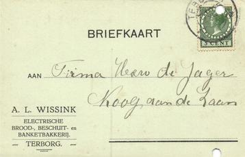 A.L. Wissink, Terborg - 11.1934 - briefkaart beschikbaar voor biedingen