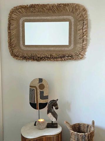 Boho raffia wandspiegel XXL uit Bali  beschikbaar voor biedingen