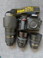 Nikon D750.  Nikon 24-70 2.8.  Nikon 50 1.8G. Nikon 85 1.8D, Ophalen, Gebruikt, Nikon, Geen optische zoom