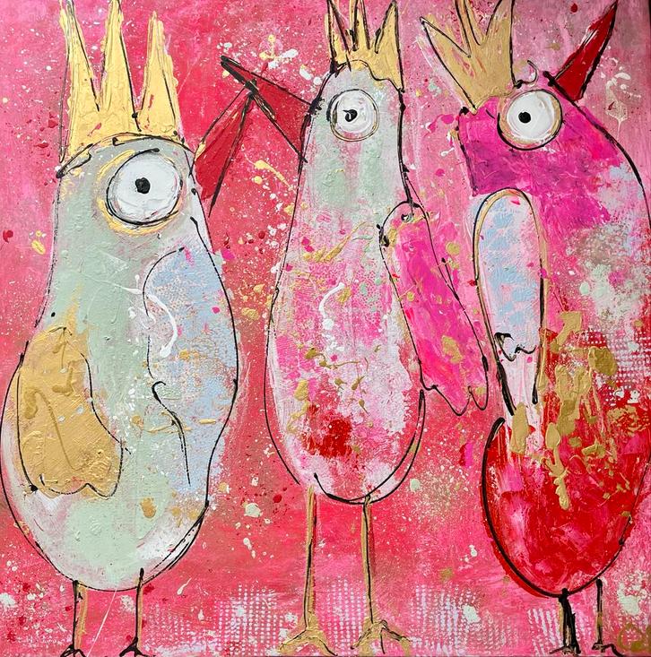 Kleurrijk Abstract Kunstwerk - Carin Art Stijl, Antiek en Kunst, Kunst | Schilderijen | Abstract, Ophalen