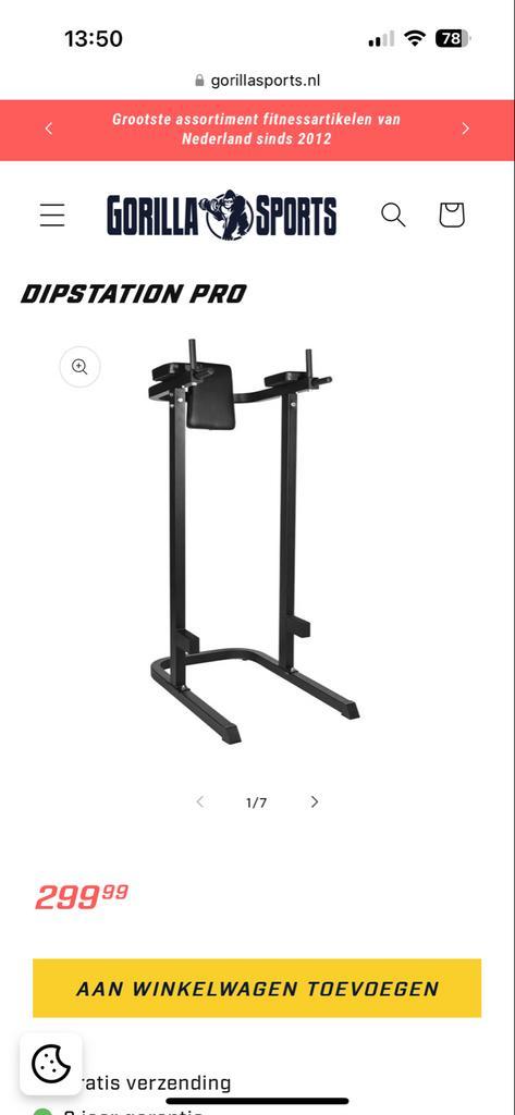 Gorillasports Dipstation Pro - Amstelveen, Sport en Fitness, Fitnessapparatuur, Gebruikt, Krachtstation, Armen, Metaal, Ophalen