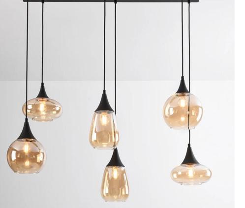 Plafondlamp amber glas, Huis en Inrichting, Lampen | Plafondlampen, Zo goed als nieuw, Glas, Ophalen