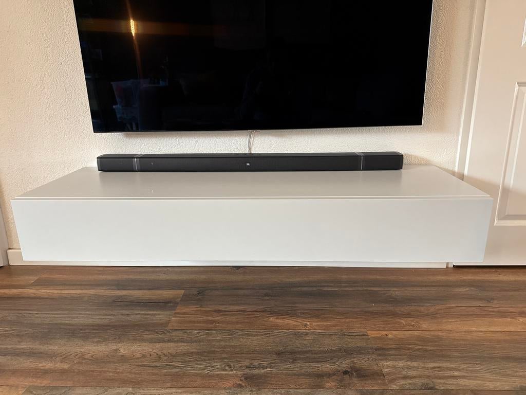 Moderne TV meubel - Wit/grijs van Enzo Luca, Ophalen, 100 tot 150 cm, Zo goed als nieuw, Minder dan 100 cm