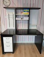 Groot bureau, zwart, incl opbouw en ladeblok, Huis en Inrichting, Bureaus, Ophalen, Gebruikt, Bureau