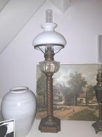 Grooooote Antieke brons glas marmer olielamp lamp, Antiek en Kunst, Ophalen of Verzenden