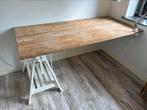 Bureau hout, IKEA schraag, stekkerdoos en lamp, Ophalen, Gebruikt