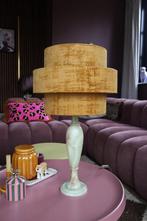 Trio kap lamp met antieke marmeren voet, Huis en Inrichting, Lampen | Tafellampen, Ophalen, Zo goed als nieuw, Stof