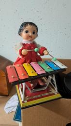 Vintage Blikken Xylofoon Meisje - Wind-Up Speelgoed, Ophalen of Verzenden
