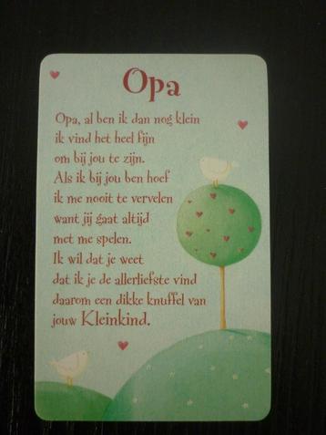 Wenskaartje OPA  / Pasje met tekst - NIEUW !!! beschikbaar voor biedingen