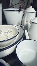 Emaile blauw wit keuken servies, Ophalen