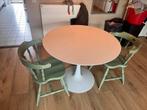 Ronde witte tafel met 2 stoelen, Ophalen, Gebruikt, 50 tot 100 cm, 100 tot 150 cm