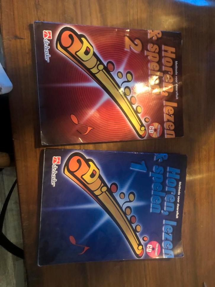 Horen, Lezen & Spelen - dwarsfluit deel 1&2, Muziek en Instrumenten, Bladmuziek, Zo goed als nieuw, Les of Cursus, Klassiek, Blokfluit