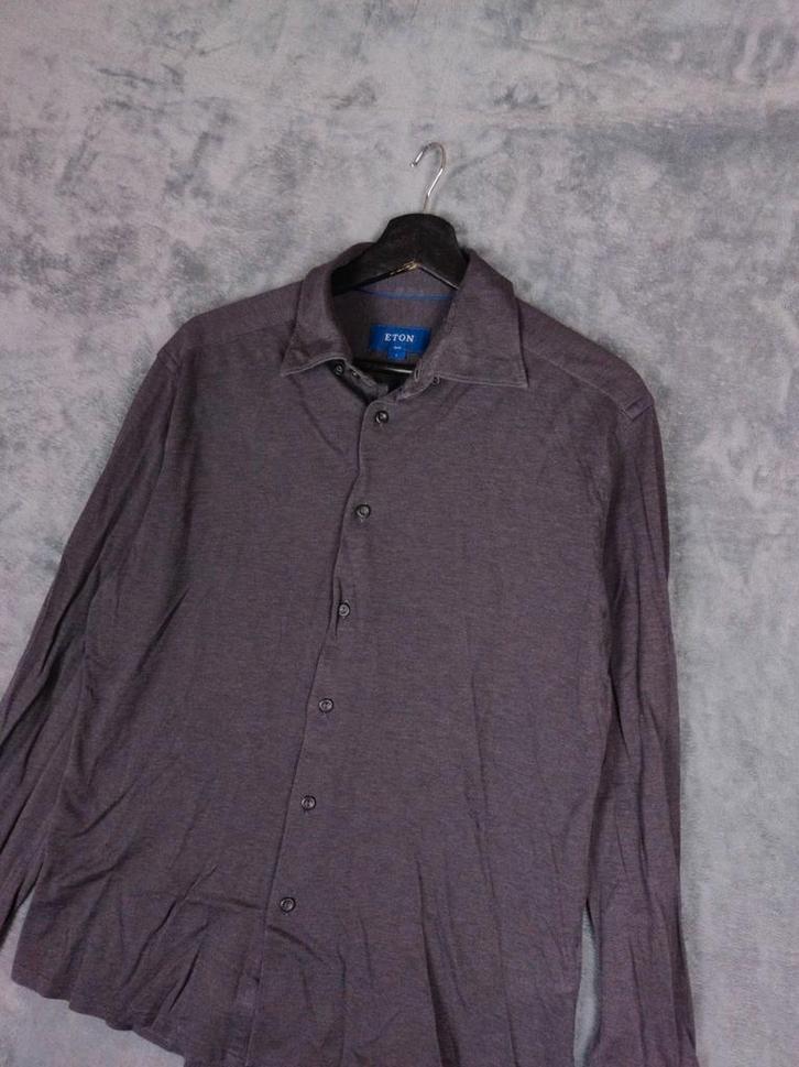 Eton Overhemd L Lange Mouw L Slim Fit Bruin Grijs Gebreid, Kleding | Heren, Overhemden, Zo goed als nieuw, Halswijdte 39/40 (M)