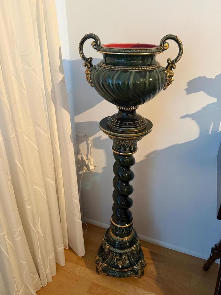 Pied de stalles Majolica Zuil met Pot, Antiek en Kunst, Antiek | Keramiek en Aardewerk, Ophalen