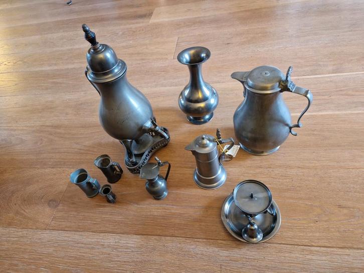 Tinnen Kannen & Kaarsenhouder & Vaas, Antiek en Kunst, Antiek | Tin, Ophalen