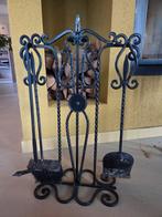 IJzeren haardset met gereedschap, Huis en Inrichting, Haarden, Ophalen, Gebruikt, Vrijstaande haard, Houthaard