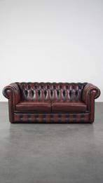Comfortabele rode rundleren 2.5 zits chesterfield bank, Ophalen, Gebruikt, Overige maten, .