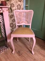 Vintage eetkamerstoel stoel met webbing, roze, brocante, Huis en Inrichting, Stoelen, Ophalen, Overige kleuren, Eén