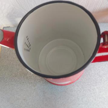 Vintage Emaille Koffie/Theepot - Rood met Hart beschikbaar voor biedingen