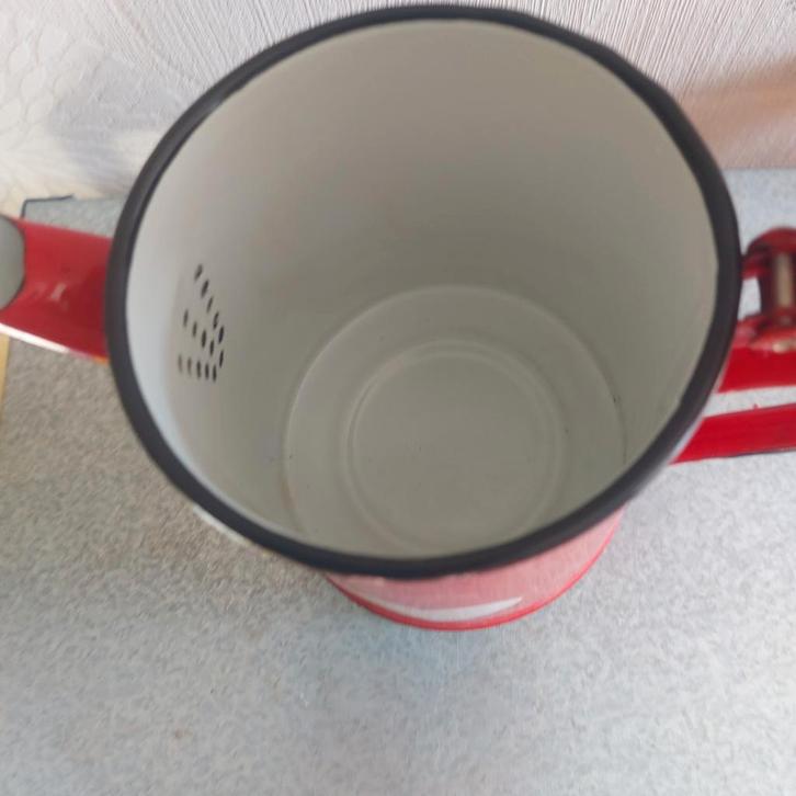 Vintage Emaille Koffie/Theepot - Rood met Hart, Antiek en Kunst, Antiek | Emaille, Ophalen of Verzenden