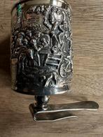 Verzilverd bekertje met klem, Antiek en Kunst, Ophalen of Verzenden