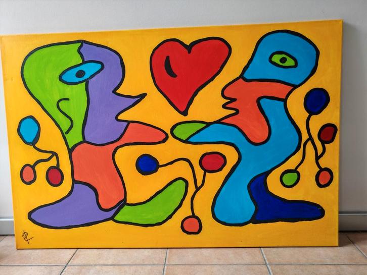 Abstract Schilderij - Liefde, Antiek en Kunst, Kunst | Schilderijen | Abstract, Ophalen