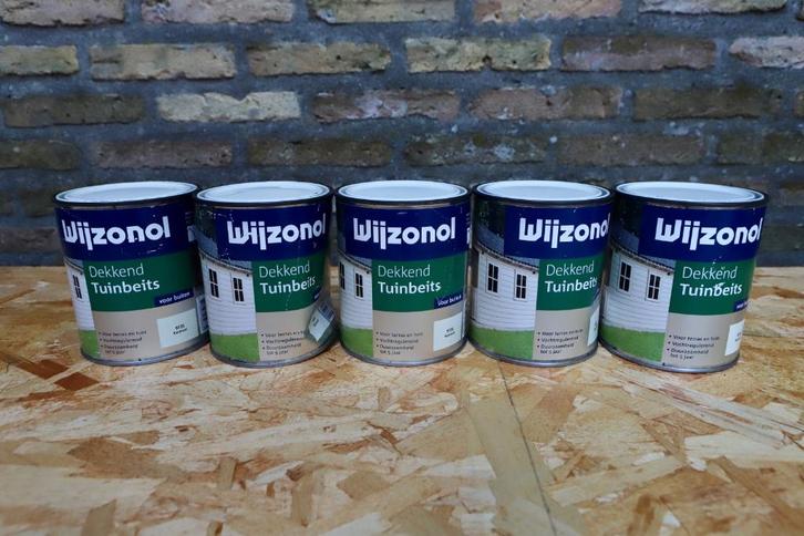 5 blikken Wyzonol beits roomwit. 0,75 l. Blikken zijn nieuw., Doe-het-zelf en Verbouw, Verf, Beits en Lak, Nieuw, Beits, Minder dan 5 liter