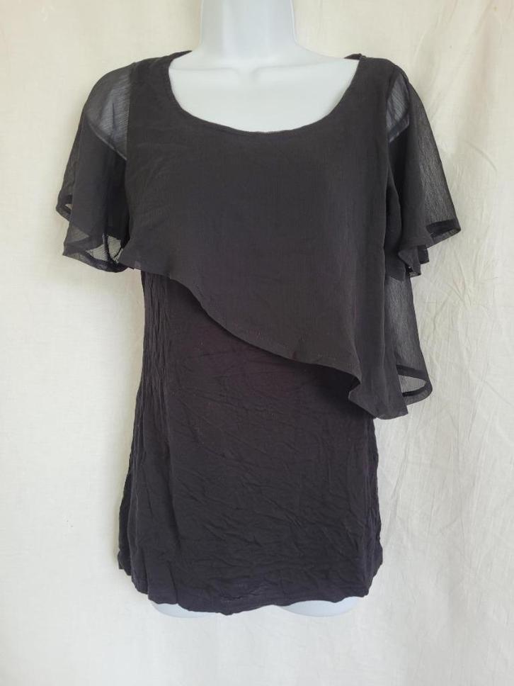 Zwart damesshirt, apart model mt 36 merk Zigga, Kleding | Dames, T-shirts, Zo goed als nieuw, Maat 36 (S), Zwart, Korte mouw, Ophalen of Verzenden