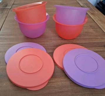 Tupperware kommen set van 4 - paars + oranje 550ml beschikbaar voor biedingen