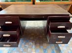 Bordeaux rood stalen bureau met 5 lades, Antiek en Kunst, Ophalen