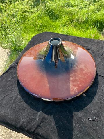 Vintage emaille lampkap in bruin vlam/ wit binnenzijde gaaf! beschikbaar voor biedingen