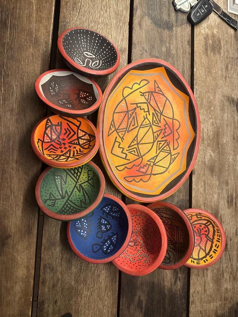 Handgemaakte Afrikaanse Keramiek Schalenset, Huis en Inrichting, Woonaccessoires | Schalen en Manden, Porselein of Keramiek, Schaal