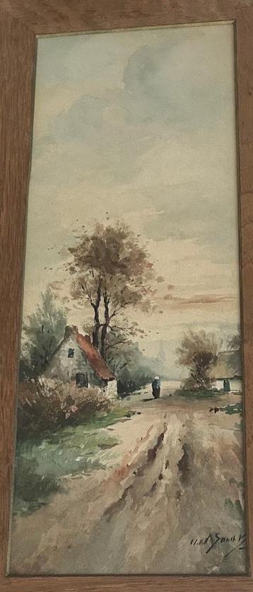 Oude aquarel beschikbaar voor biedingen