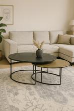 Salontafel 2-delig ovaal Zwart/Goud Direct/leverbaar E-1976, Huis en Inrichting, Tafels | Salontafels, Ophalen, Minder dan 50 cm