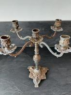 Antieke Koperen Vijfarmige Kandelaar, Ophalen of Verzenden, Koper