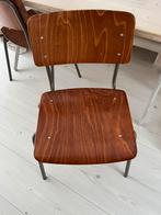 Vintage school stoelen (4 stuks), Huis en Inrichting, Stoelen, Ophalen, Zo goed als nieuw, Bruin