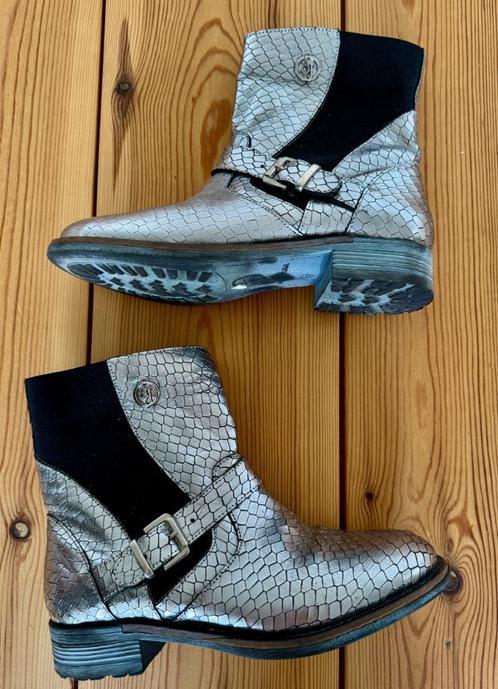 Laarzen Armani Exchange - Zilver Zwart Leer - maat 37, Kleding | Dames, Schoenen, Zo goed als nieuw, Lage of Enkellaarzen, Overige kleuren