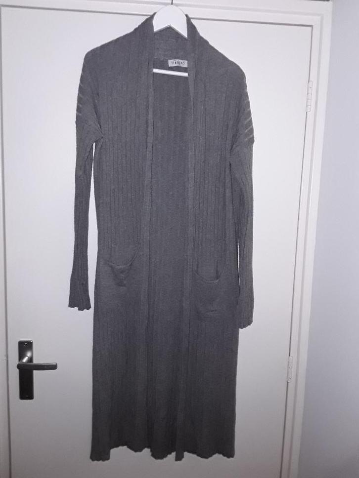 Transfer Grijs Lang Vest Maat 3 = Maat M/L, Kleding | Dames, Truien en Vesten, Zo goed als nieuw, Maat 38/40 (M), Grijs, Verzenden